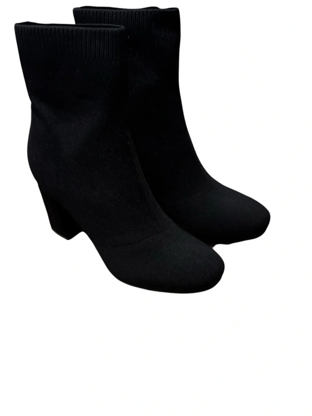 New in Box MIA Erika Black Stretch-Knit Sock Bootie Knit Ankle Bootie Block Heel
